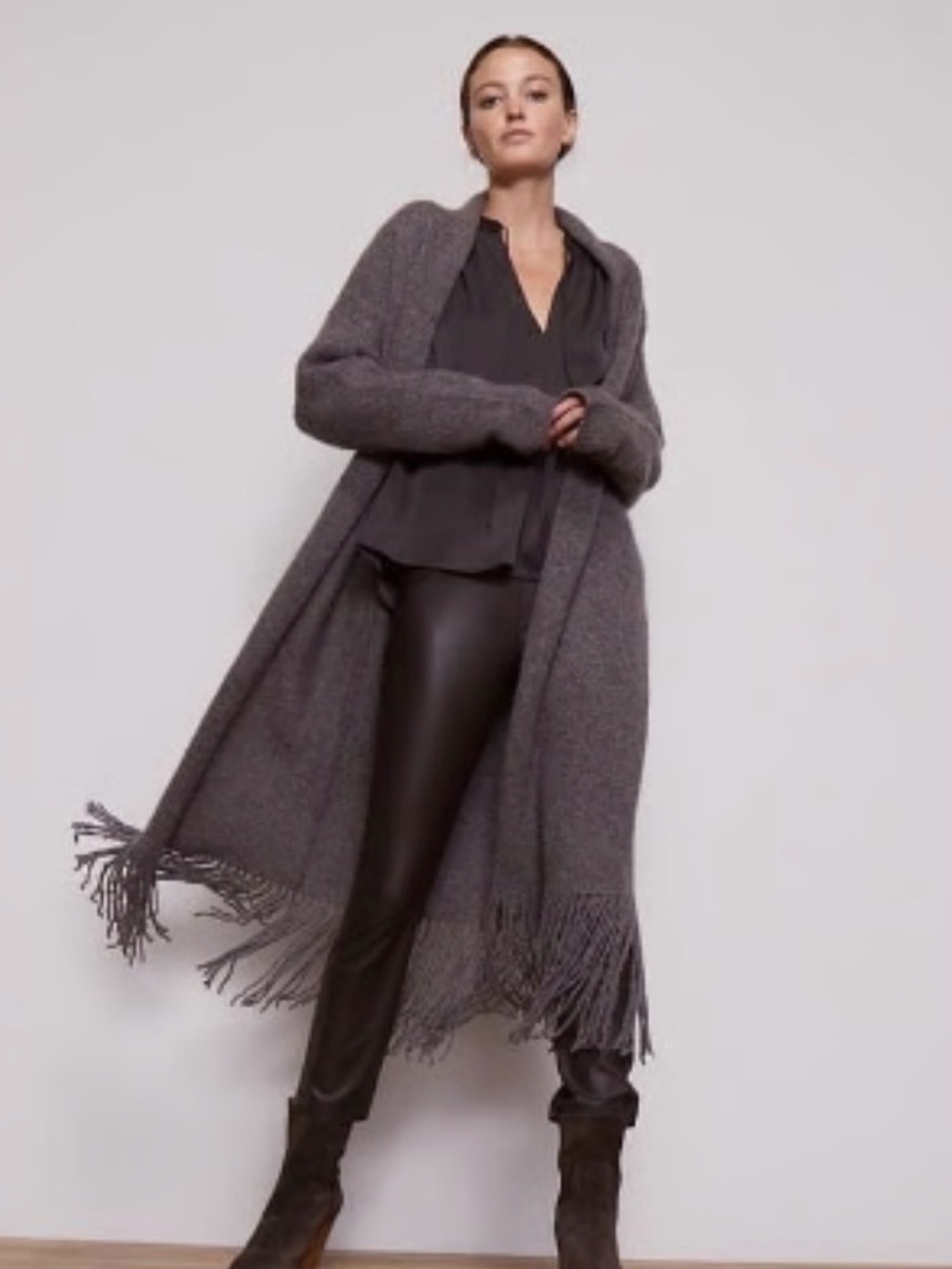 BROCHU WALKER Thela Duster Cardigan in Melange Musk